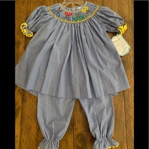 Smocked shirt and pant set